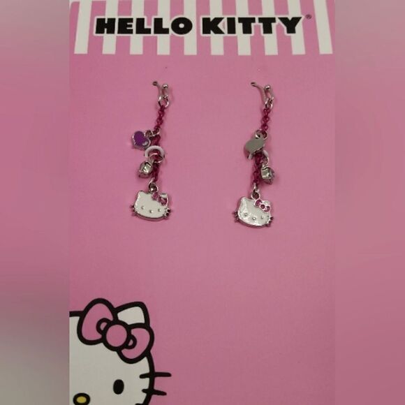 Hello Kitty Sanrio Pink Bow Dangle Earrings Jewelry Kids Girls My Melody Cat - Picture 8 of 8